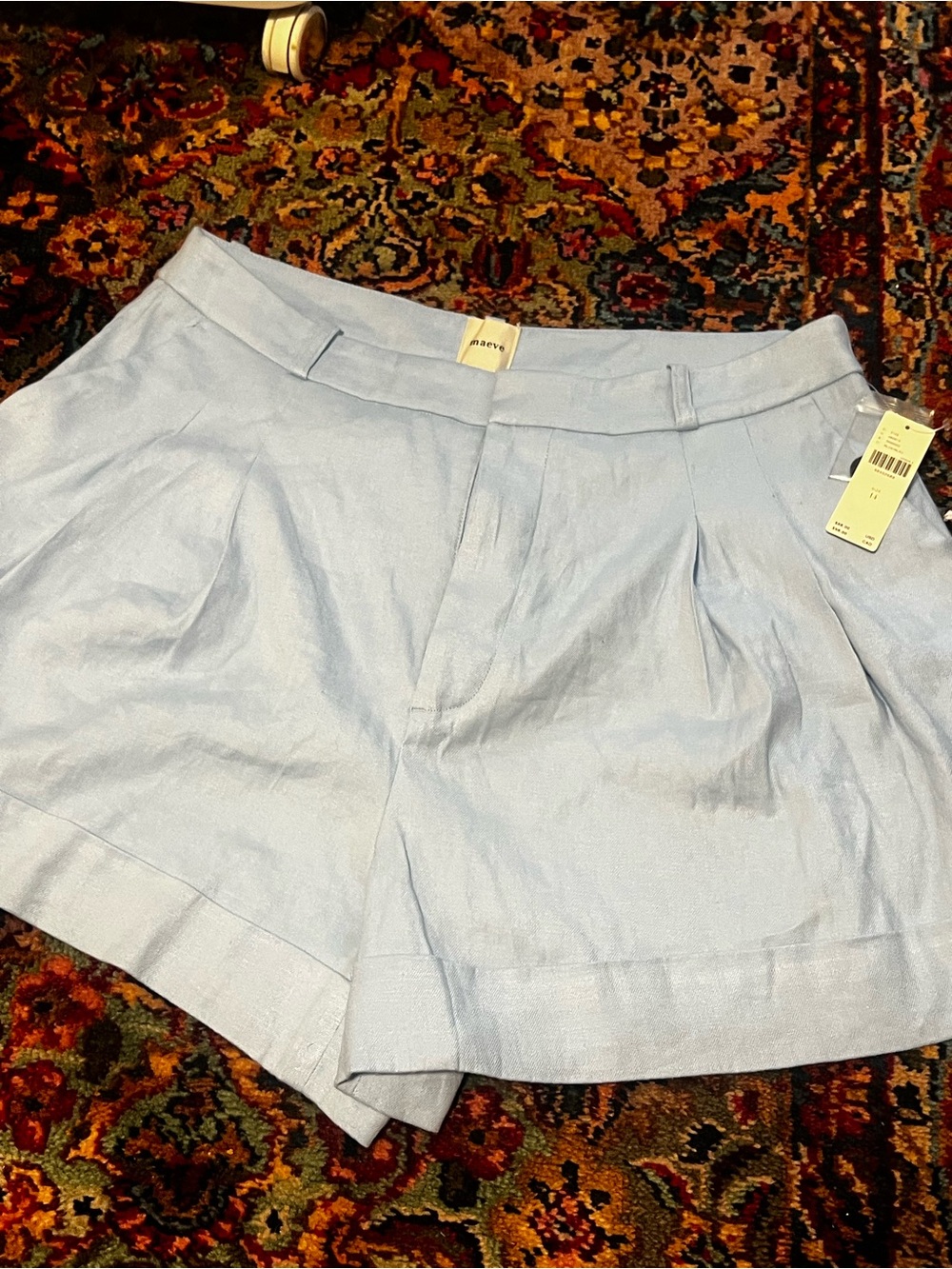 Maeve Light Blue High-Waist Tailored Shorts